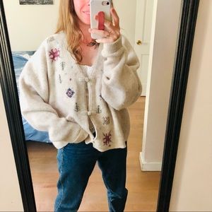 Vintage Cream Embroidered Cardigan